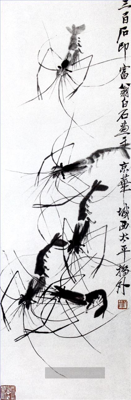 Qi Baishi shrimp 3 old China ink Ölgemälde
